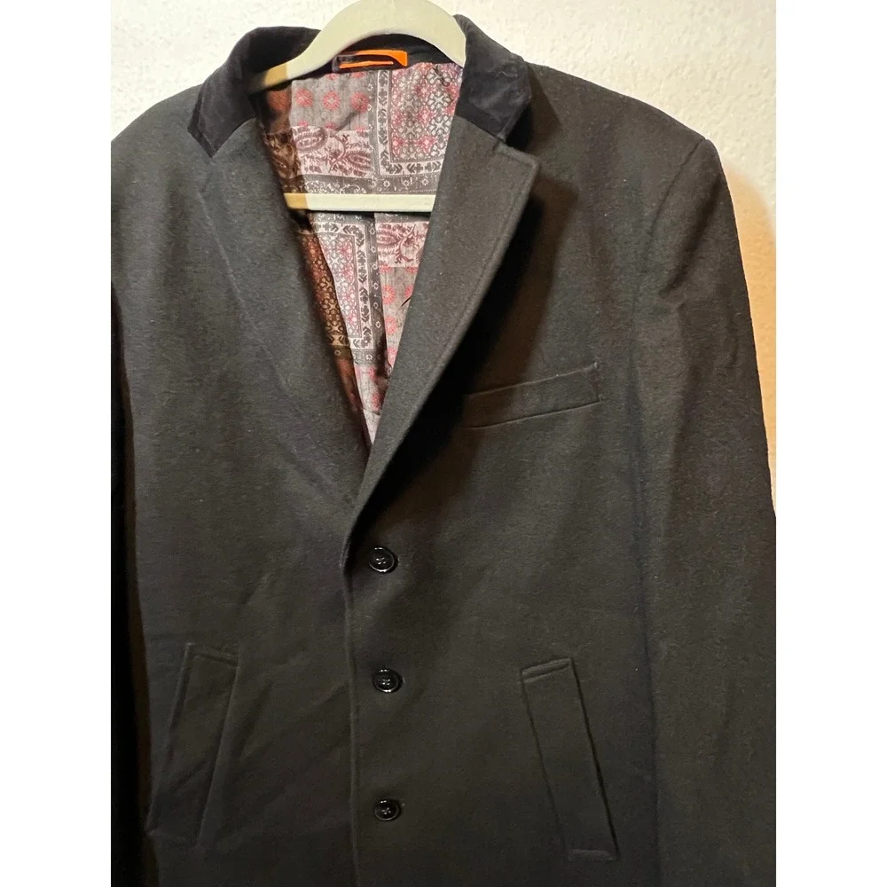 Tallia Mens Black Wool‎ Blend Blazer Sport Coat Jacket Size L